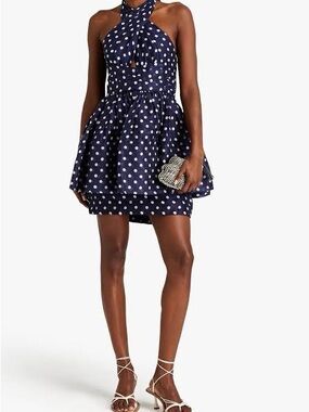 Zimmermann | Dresses | Zimmermann Nwt Rhythm Tieneck Ruched Flocked Tulle Mini Dress Navy Glitter 2